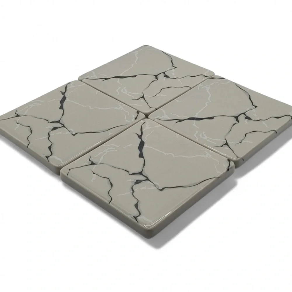 SHORT STORIES S/4 Square Stonewear (Marbled) Coasters | New In Box